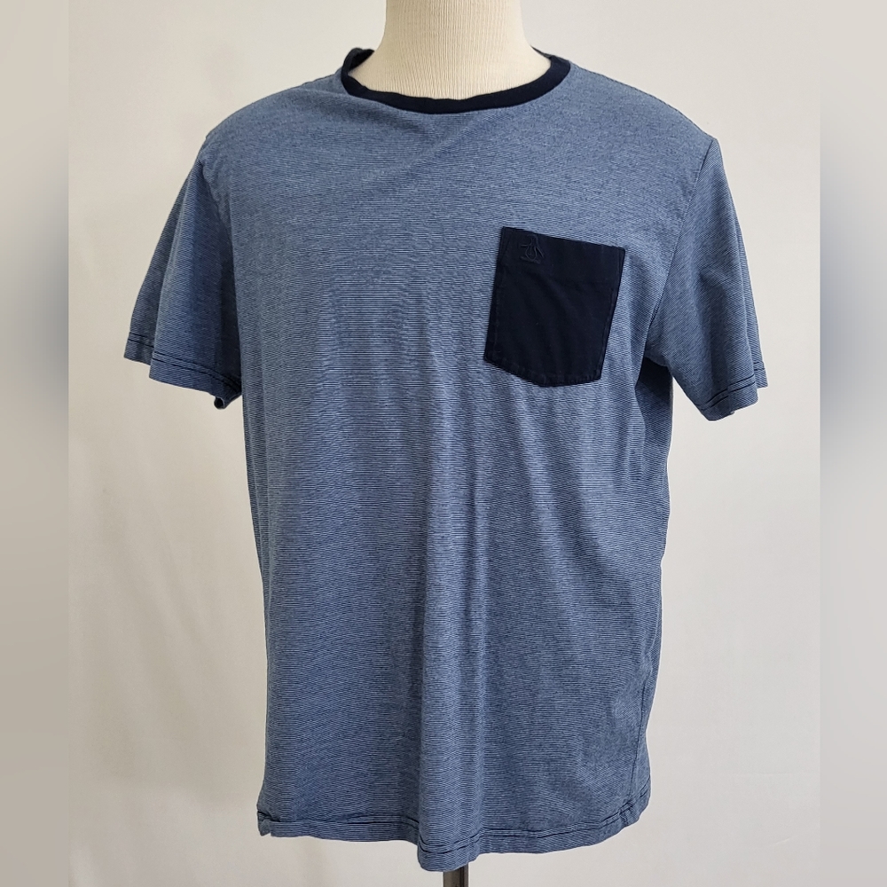 Penguin Munsingwear T-Shirt Front Pocket Blue Cotton Size XLAdult Mens